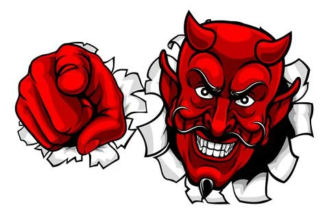 Devil Satan Mascot Cartoon Character Pointing イラスト素材