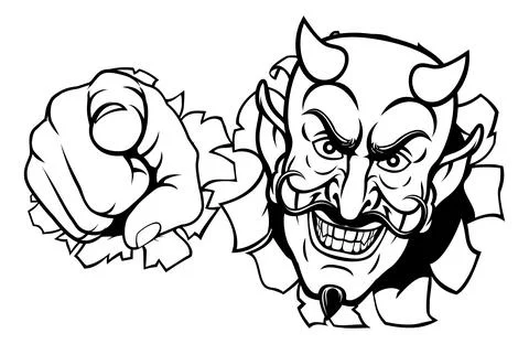 Devil Satan Mascot Cartoon Character Pointing Illustrazione stock