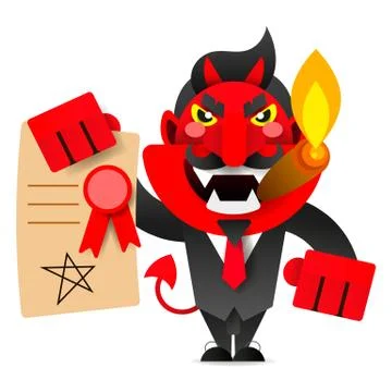 Devil showing the contract for your signature.Vector Stockillustratie