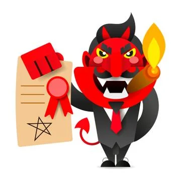Devil showing the contract for your signature.Vector Stock Illustration
