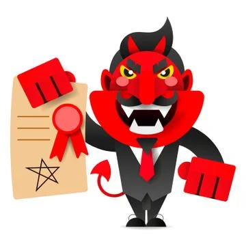 Devil showing the contract for your signature.Vector Stockillustratie