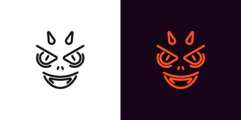 Devil silhouette in outline style Stock Illustration