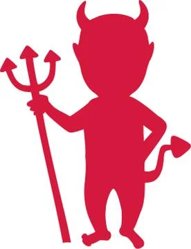 Devil silhouette with trident Illustrazione stock