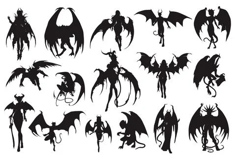 Devil silhouettes 스톡 일러스트