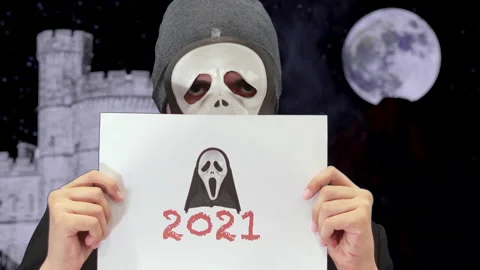 Devil skeleton halloween figure, 4K ProRes Video stock 164642337