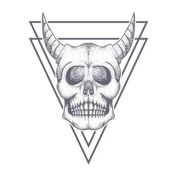 Devil skull triangle bage vector illustration Stock Illustration