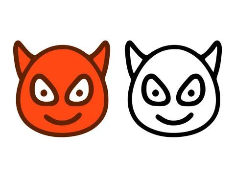  Devil with a smile emoticon in two style isolated on white background. De... Stock Photos