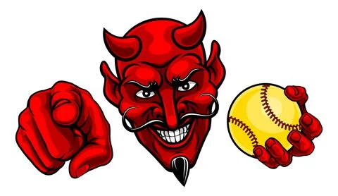 Devil Softball Ball Sport Team Mascot Illustration Stock Illustration