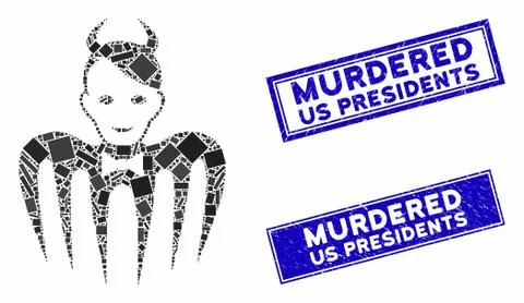 Devil Spectre Mosaic and Distress Rectangle Watermarks 库存插图