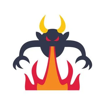 Devil spitting fire with angry expression and sharp claws Stock Illustration