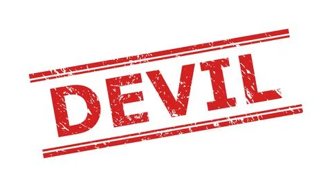DEVIL Stamp with Rubber Surface and Double Parallel Lines イラスト素材