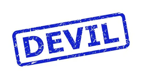 DEVIL Stamp Seal with Distress Texture and Rounded Rectangle Frame Stock Illustration