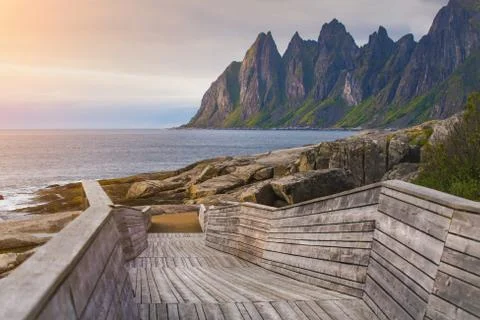 Devil Teeth rocks on Senja island Stock Photos