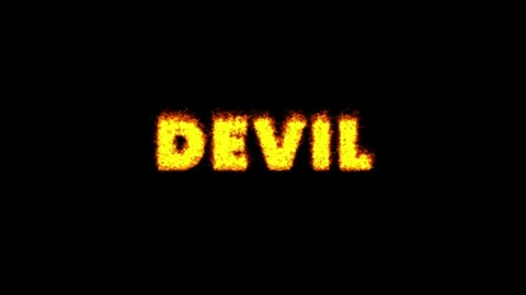 Devil text with burning texture animation isolated on black background Stock Footage 337151134