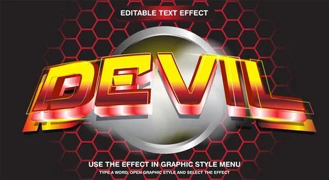 Devil text effect 3d style with abstract Stock Illustration