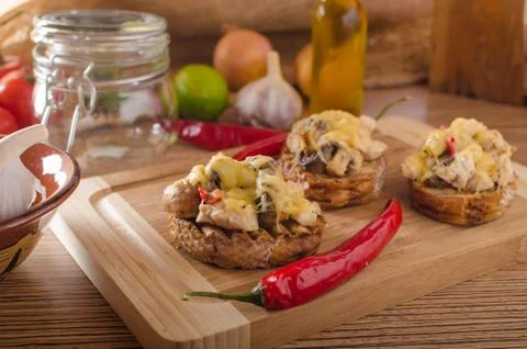 Devil toast with chicken Stock Photos