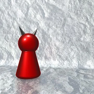 Devil token on icy background - 3d illustration Stock Illustration