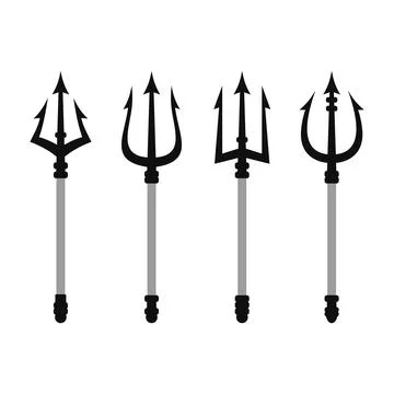 Devil Trident Set on White Background. Vector 스톡 일러스트
