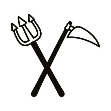 Devil trydent fork line style icon Stock Illustration