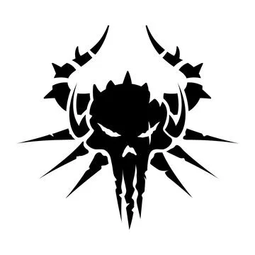 Devil UI icon. Dark fantasy game sign. Daemon skull silhouette. Gothic emblem Illustrazione stock