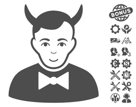 Devil Vector Icon With Tools Bonus Stock Illustration