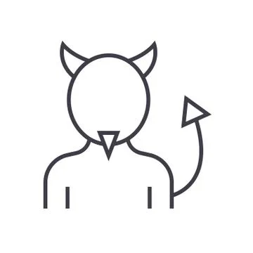 Devil vector line icon, sign, illustration on background, editable strokes 스톡 일러스트