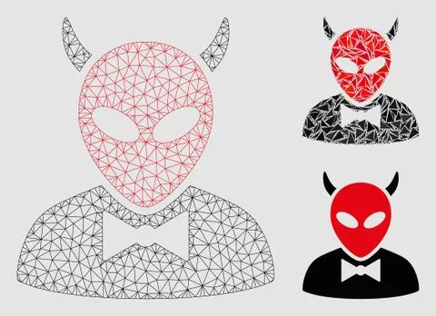 Devil Vector Mesh 2D Model and Triangle Mosaic Icon Stockillustratie