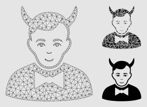 Devil Vector Mesh Network Model and Triangle Mosaic Icon Stockillustratie