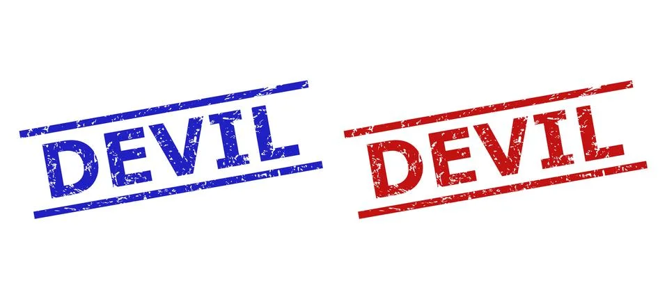 DEVIL Watermarks with Corroded Texture and Parallel Lines Stock Illustration