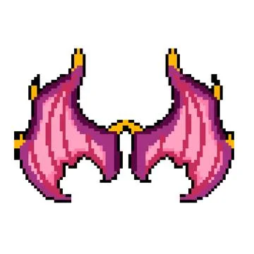 Devil wings dragon pixel art vector illustration Stock Illustration