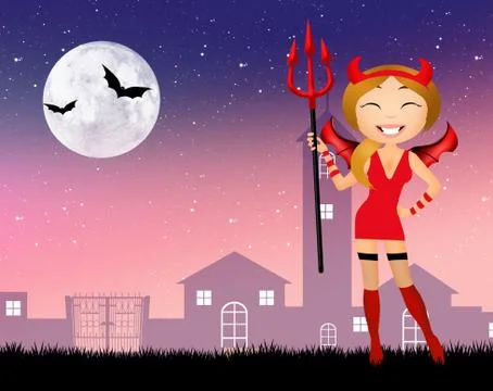 Devil woman Illustrazione stock