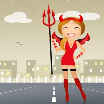 Devil woman Illustrazione stock