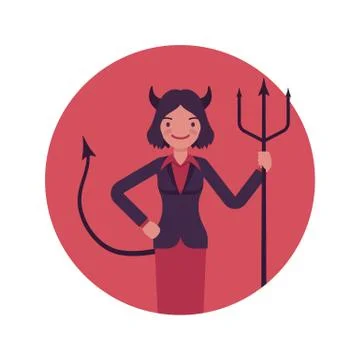 Devil woman in a red circle Stock Illustration