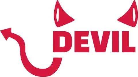 Devil word with horns and tail Stock Illustration