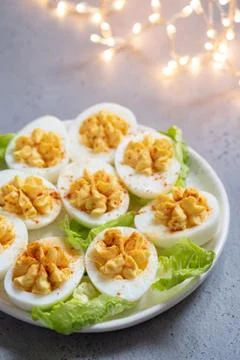 Deviled Eggs with Paprika Stock Photos