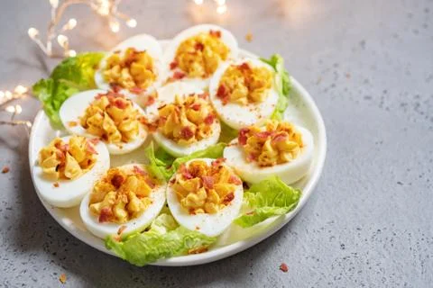 Deviled Eggs with Paprika Stock Photos