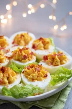 Deviled Eggs with Paprika Stock Photos