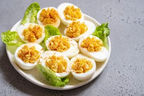 Deviled Eggs with Paprika Stock Photos