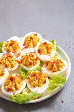 Deviled Eggs with Paprika Stock Photos
