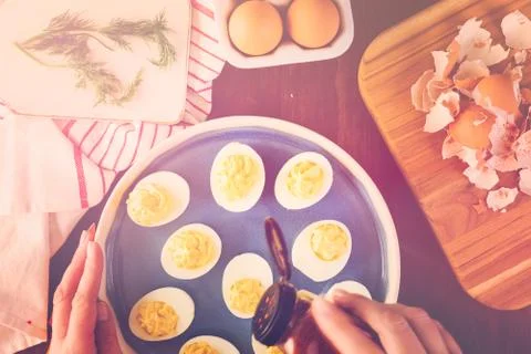 Deviled eggs Stock Photos
