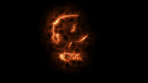 Devilish Skull burning Hell with scary, halloween, horror concept Stock Footage 128160447
