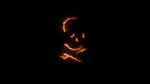 Devilish Skull burning Hell with scary, halloween, horror concept Stock Footage 128160607