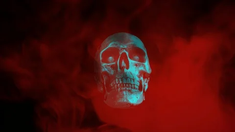 Devilish Skull Smoky Loop Ready Stock Footage 122434634