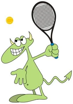 Devilkin tennis player Stock Illustration