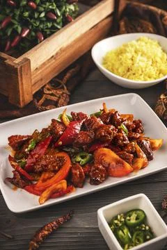 Devilled chicken Sri Lankan styled food Stock Photos