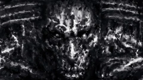 Devilry human face looking forward. Stock Illustration