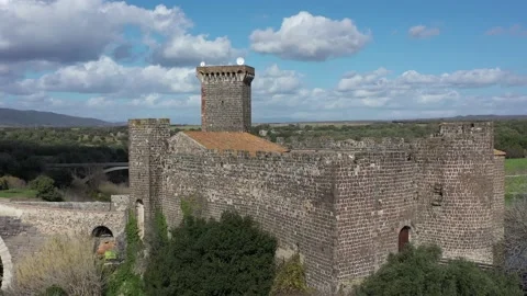 The Devil's Bridge and the Abbadia Castle in Vulci, Canino, Viterbo Stock Footage 149077708