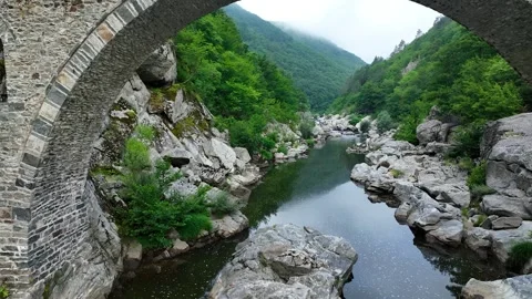 Devil's Bridge in Ardino, Rhodope Mountains, Bulgaria. Stock Footage 338362520