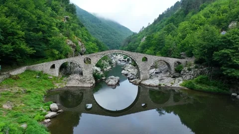 Devil's Bridge in Ardino, Rhodope Mountains, Bulgaria. Stock Footage 341115668