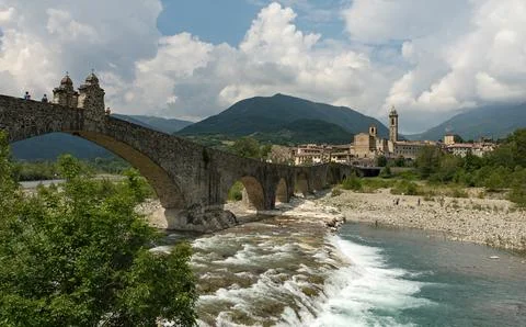 The Devil's Bridge, Bobbio, Emilia Romagna, Italy Stock Photos